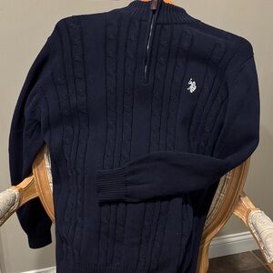 US POLO ASSN. Navy Cable Knit Sweater Mens size Small EUC